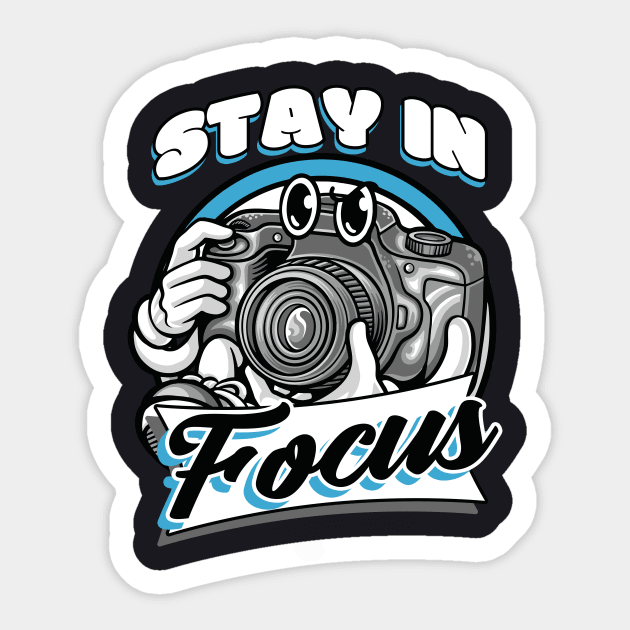 Stay in Focus funny Cartoon Camera Sticker by Foxxy Merch